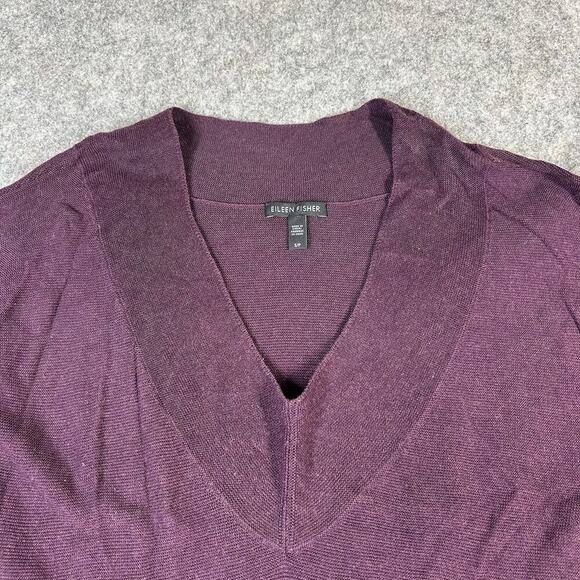 Eileen Fisher Sweater Womens S Lightweight Tencel Silk Purple V-Neck Pullover - Picture 5 of 9